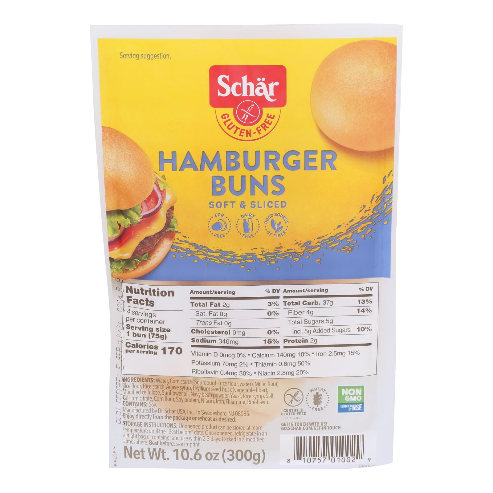 Schar - Rolls Hamburger Buns Gluten Free - Case of 4-10.6 OZ - Walmart.com