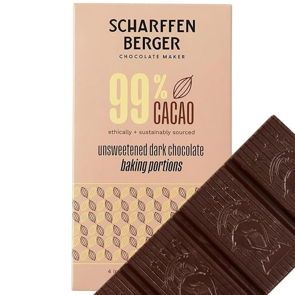 Scharffen Berger 99% Cacao Unsweetened Baking Portions Dark Chocolate - 4 oz Pack of 4