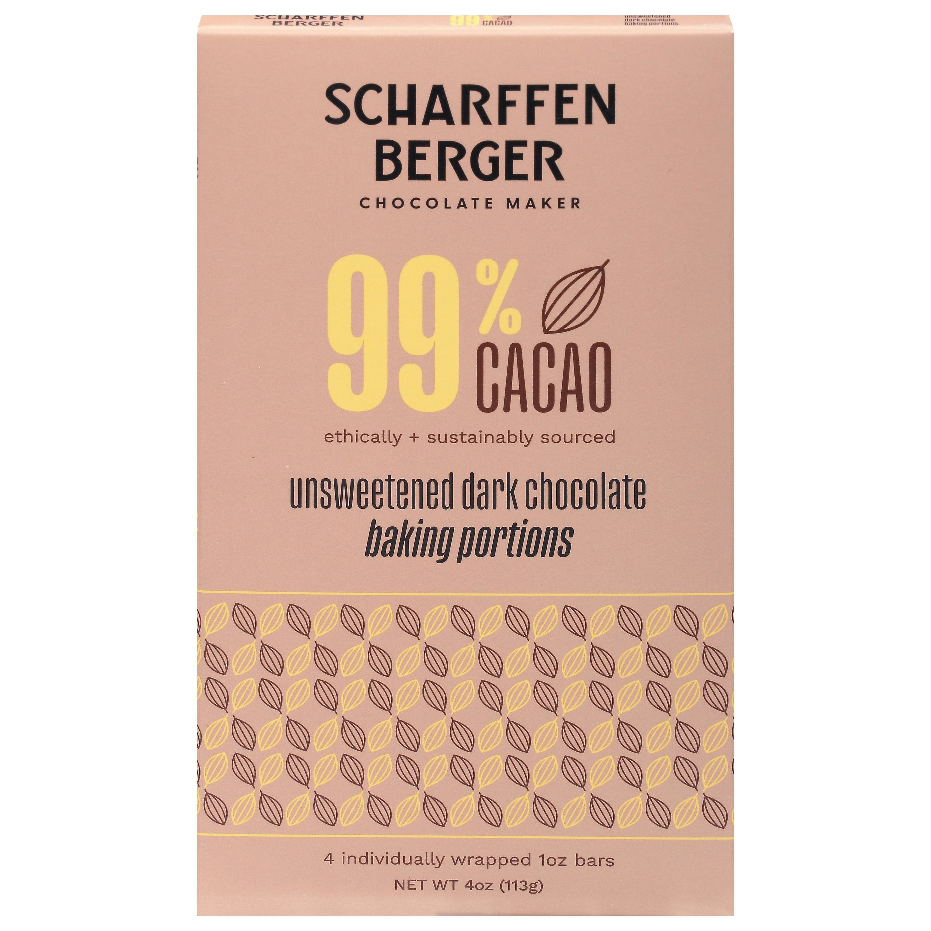 Scharffen Berger 99% Dark Chocolate Baking Portions 4 oz (Pack Of 12)