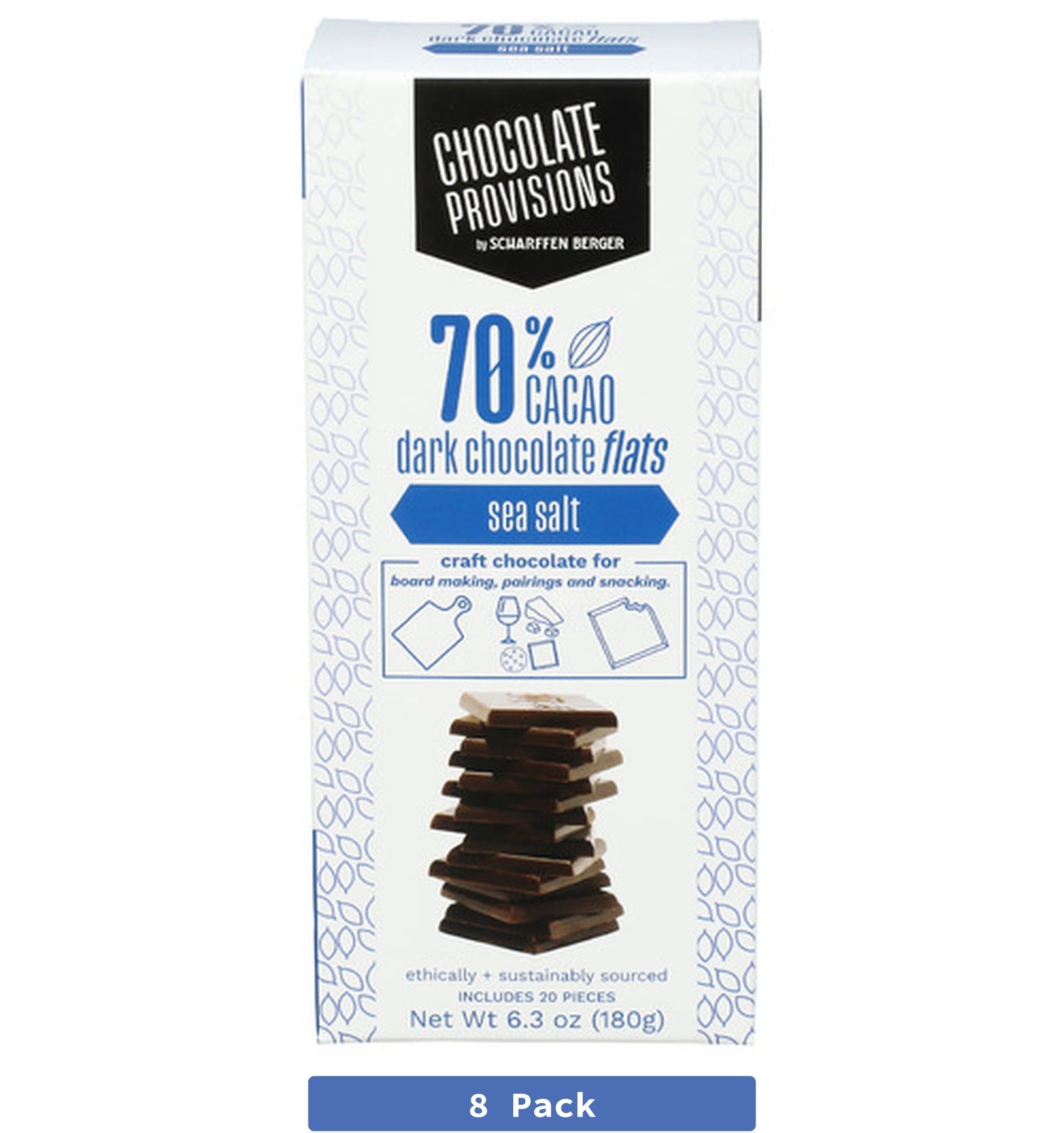 Scharffen Berger Chocolate Flats Sea Salt 70% 6.3 oz (Pack Of 8)