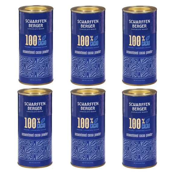 Scharffen Berger Natural Unsweetened Cocoa Powder, 6-Ounce Canisters (Pack of 6)