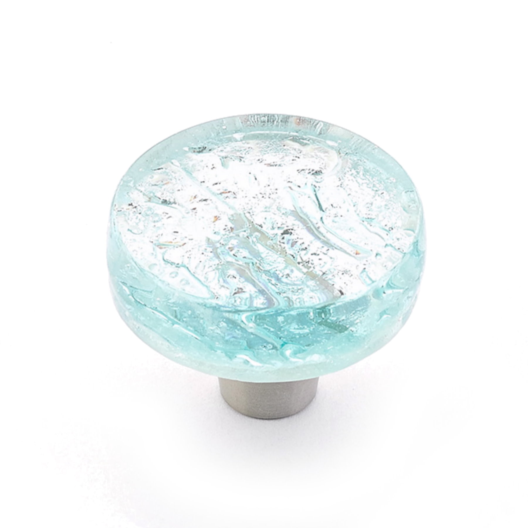Schaub And Company 31-PAQ Ice 1-1/2" Modern Designer Glass Round Cabinet Knob - Aqua Pearl