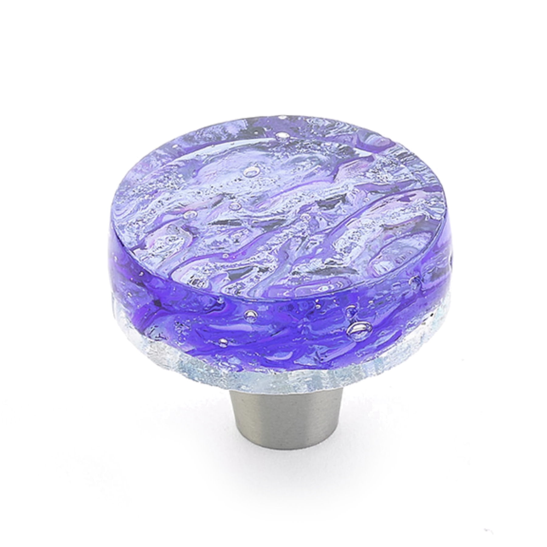 Schaub And Company 31-PBL Ice 1-1/2" Modern Designer Glass Round Cabinet Knob - Blue