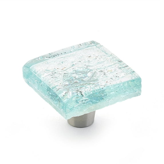 Schaub And Company 34 Ice 1-1/2" Modern Designer Glass Square Glam Luxury Cabinet Knob