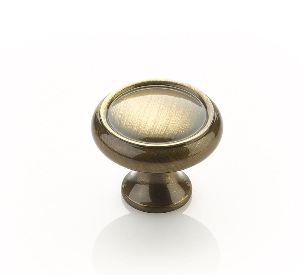 Schaub And Company 711-AB Baroque 1-1/4" Solid Brass Traditional Mushroom Ringed Cabinet