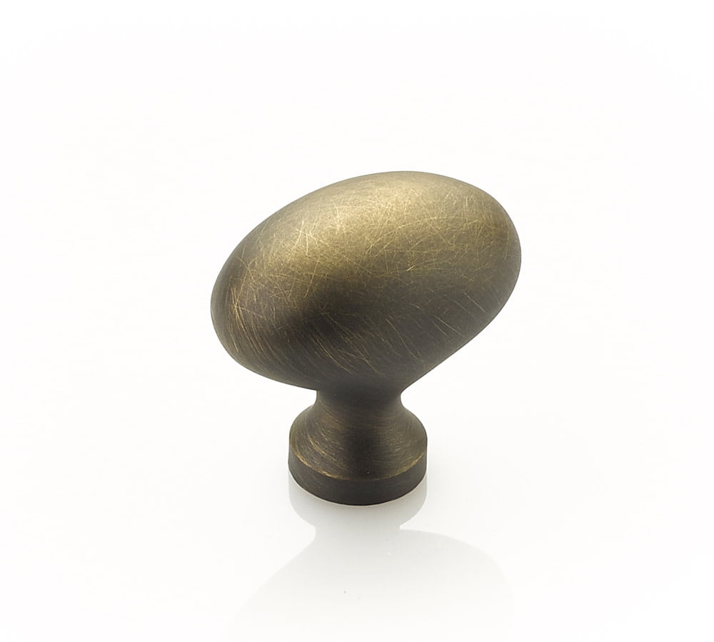 Schaub And Company 719-ALB Baroque 1-3/8" Solid Brass Traditional Egg / Oval Cabinet Knob