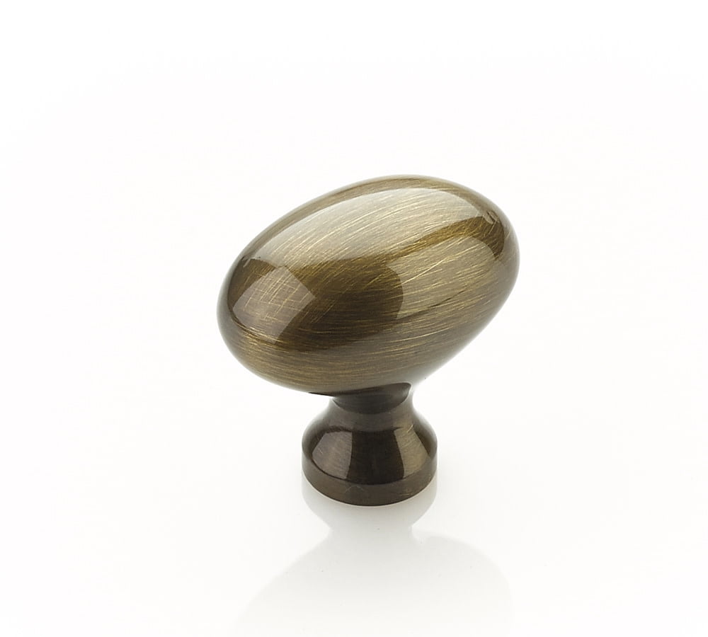 Schaub And Company 719-AB Baroque 1-3/8" Solid Brass Traditional Egg / Oval Cabinet Knob -