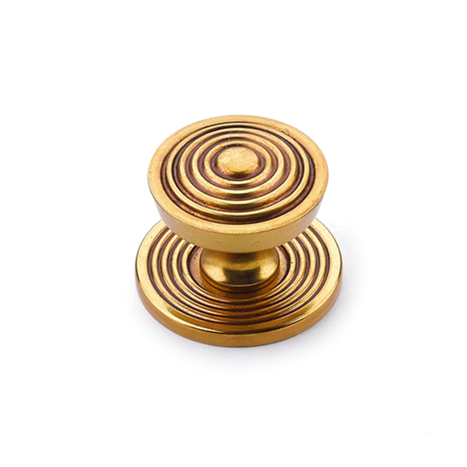 Schaub And Company 967M-PAR Sonata 1-1/8" Luxury Designer Ringed Round Solid Brass Cabinet