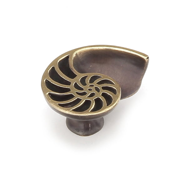 Schaub And Company 980L-PB-BZ Neptune 1-1/2" Nautical Shell Nautilus Solid Brass Left Side