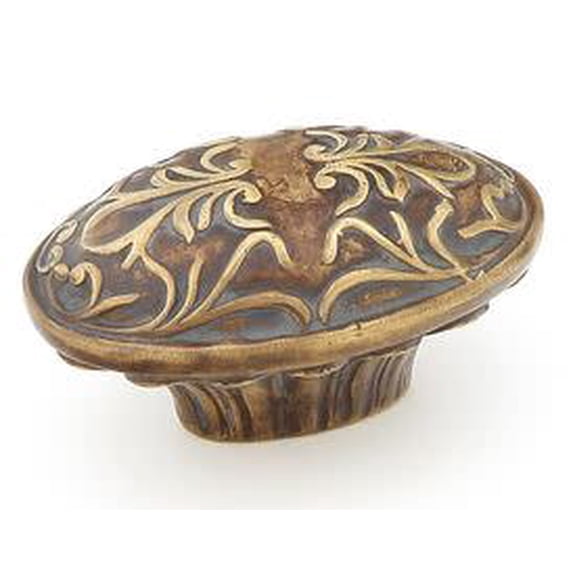 Schaub And Company 993-MBR Cantata 1-1/4" Solid Brass Oval Ornate Venetian Cabinet Knob