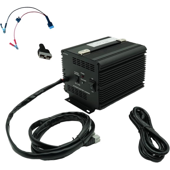 Schauer JAC1548H 48V 15A Automatic Battery Charger with Float Mode + SB50 Battery Clip Adapter (Alligator Clamps) Universal, Lead Acid, AGM & Gel Batteries