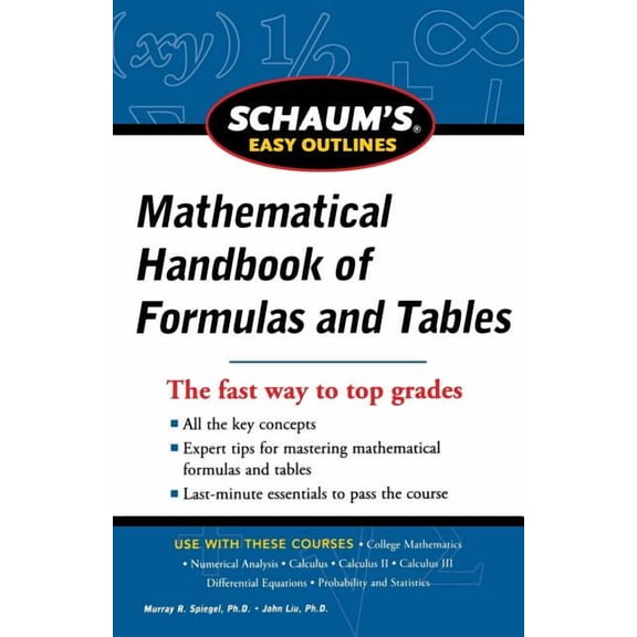 Schaum's Easy Outline of Mathematical Handbook of Formulas and Tables, Revised Edition, (Paperback)