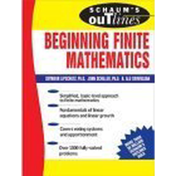 Pre-Owned Schaum's Outline of Beginning Finite Mathematics (Paperback) 9780071388979