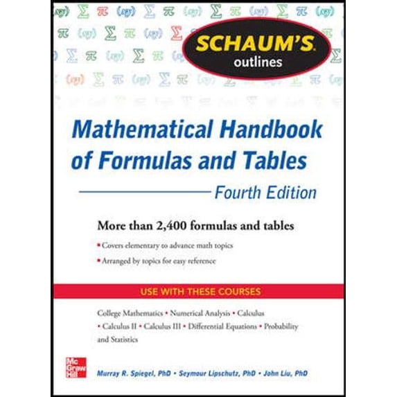 Pre-Owned Schaum's Outline of Mathematical Handbook of Formulas and Tables, 4th Edition: 2,400 Formulas + Tables (Schaum's Outlines) Paperback