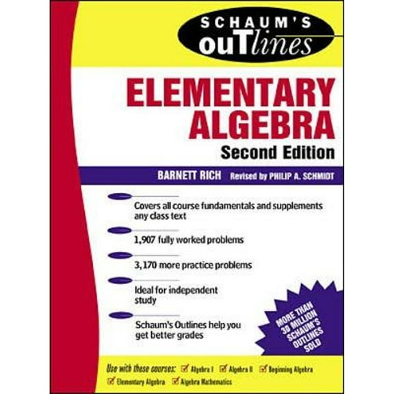 Pre-Owned Schaum's Outline of Elementary Algebra (Paperback) 0070522626 9780070522626