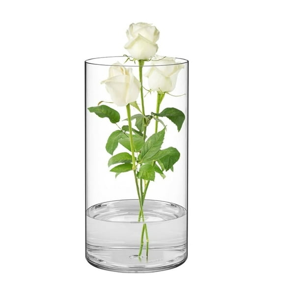 Scheam 1 Pcs Clear Plastic Vase,4 x 8 Inch Tall Flower Vase,Cylinder Acrylic Wide Vase,Unbreakable Round Flower Holder Vase,Table Centerpiece,for Wedding Holiday Party Decor
