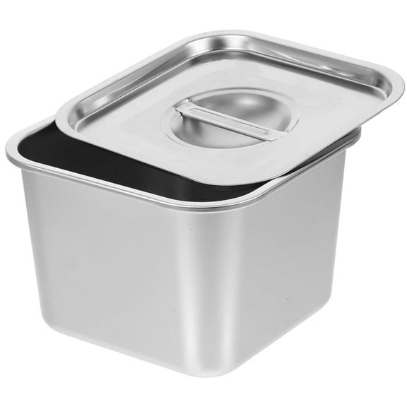 Scheam 1 Pcs Sliver Square Seasoning Box,Stainless Steel Condiment Jars,Spice Containers with Lid,Kitchen Food Storage Bin,Airtight Ice Cream Tub,Metal Snack Bowl,5.5" × 5.5"