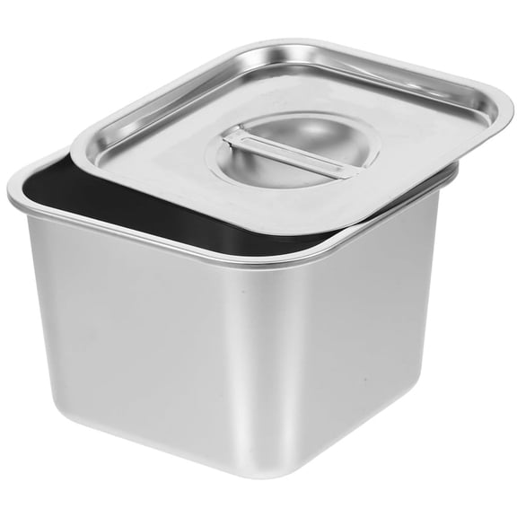 Scheam 1 Pcs Sliver Metal Container with Lid Square Box for Seasoning Stainless Steel Condiment Jars,Multifunction Ice Cream Tub,Kitchen Food Storage Bin,for Spice Snack 5.5" × 5.5"