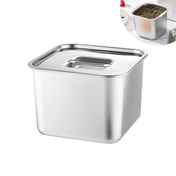 Scheam 1 Pcs Stainless Steel Seasoning Jar with Lid,4.7" Snack Storage Box,Small Serving Condiment Containers,Airtight Spice Jar,Insulated Ice Cream Tub,for Home Kitchen (Silver)