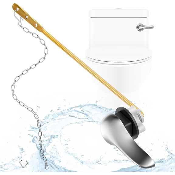 Scheam 1 Pcs Universal Toilet Tank Flusher Lever,Metal Toilet Flush Handle Kit,Front Mount Bowl Flusher Replacement with Chain,for Home Toilets