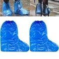 thumbnail image 1 of Scheam 10 Pairs Plastic Rain Boot Covers,Disposable Shoe Covers,Waterproof Shoe Protectors,Non-Slip Outdoor Overshoes,Elastic Band Design,for Women and Men (Blue), 1 of 7
