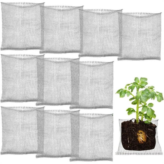 Scheam 10 Pcs Stainless Steel Plant Root Protection Bags,Wire Knitted Mesh Guard Baskets,Reusable Gopher Resistant Mesh Pouches,for Plants, Tree, Vegetables, Fruit