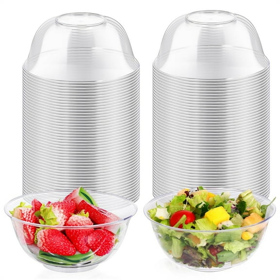 Scheam 10 oz Small Plastic Dessert Bowl Clear Hard Plastic Serving Bowls Disposable Party Supplies Fruit Bowls Ice Cream Container for Birthday Wedding Party Catering 20 Pcs