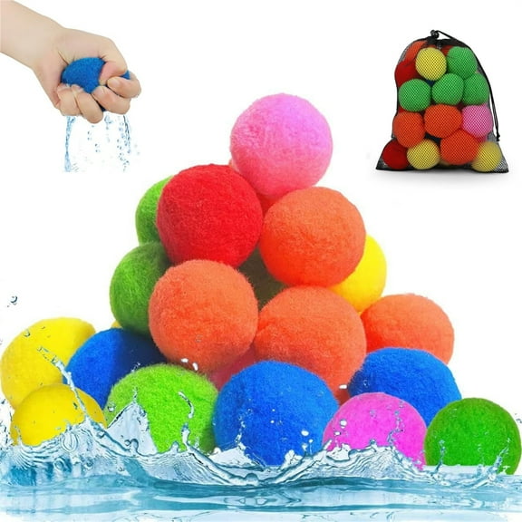 Scheam 100 Pcs Colourful Water Balls Reusable Sponge Balls Absorbent Water Balloons for Outdoor Yard Pool Beach Water Fight Games,Birthday Gift Party Supplies