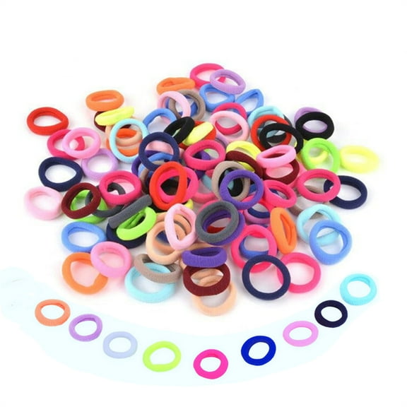Scheam 100 Pcs Cotton Hair Bands High Elastic Rubber Hair Ties Tiny Soft Ponytail Holders Cute Hair Accessories for Women Girl No Crease Scrunchies for Home Travel (Multicolor)