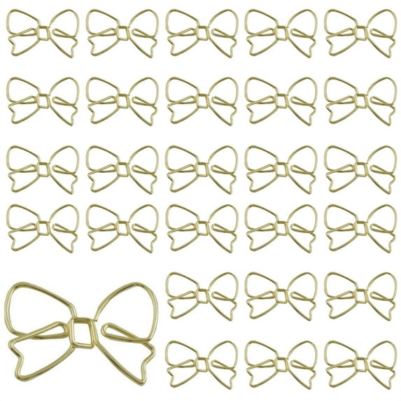 Scheam 120 Pcs Cute Bow Paperclips,Bowknot Shape Decorative Paper Clips,Metal Paperclips,Creative Paper Clamps,Journaling Bookmarks Clips,for Home Office (Gold)