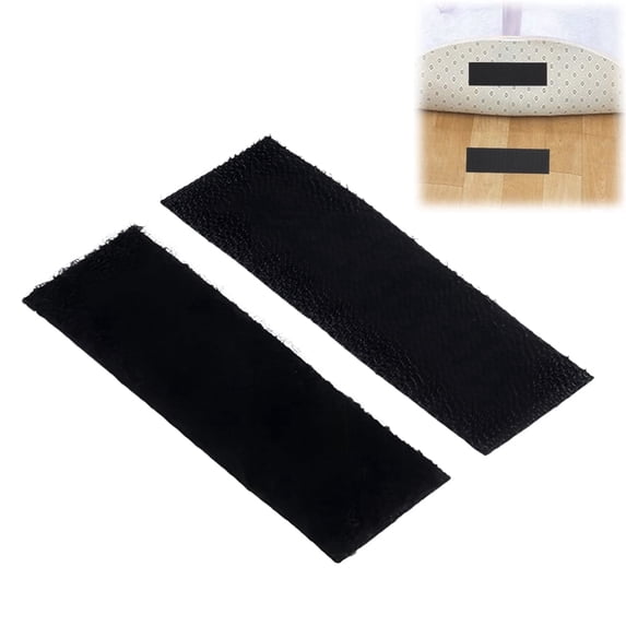 Scheam 2 Pcs Two Sided Stickers for Area Rugs 0.98 × 3.94 inch Non Slip Pads Reusable Under Rug Tape Stickers for Home Office Hardwood Floors Car Foot Mat Fixed
