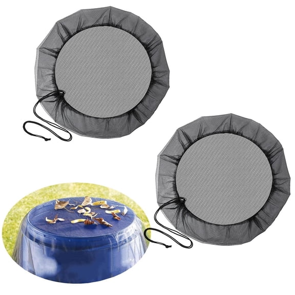 Scheam 2 Pcs Mesh Cover for Rain Barrel,Water Tank Mesh with Drawstring,Water Collection Buckets Netting Screen Cover,for Preventing Fallen Leaves Debris in Outdoor Garden (31 inch)