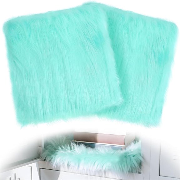 Scheam 2 Pcs Soft Fluffy Rug 12" Small Rugs for Locker Mini Area Rug Blue Square Plush Cushion Non Skid Cute Locker Decoractions,for Small Product Desktop Photography Locker Accessories