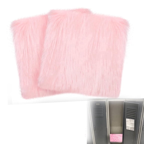 Topboutique 2 Pcs Pink Soft Fluffy Locker Rugs,Mini Area Rug with Non Skid Backing,12" Square Plush Mats for Desktop Photography Decor