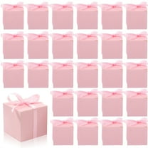 Scheam 2 inch Small Favor Boxes Pink Cute Candy Gift Bags Paper Wrapping Present Boxes with Ribbons Mini Chocolate Containers Foldable Design for Christmas Wedding Birthday Party 30 Pcs