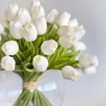 thumbnail image 1 of Scheam 20Pcs White Artificial Flowers,PU Fake Flowers Artificial Tulips Real Touch Bridal Wedding Bouquet for Home Garden Party Floral Decor, 1 of 9