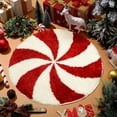 thumbnail image 1 of Scheam 23.6 inch Large Christmas Candy Rugs Red White Round Non Slip Bath Mat Winter Accent Plush Area Rugs Washable Doormat for Bedroom Bathroom Tub Fireplace Holiday Decor 1 Pcs, 1 of 7