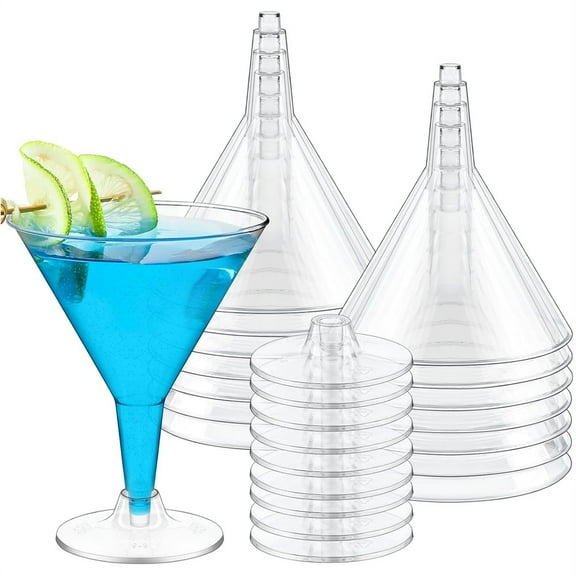Scheam 24 Pcs Plastic Cocktail Cups,6 oz Disposable Clear Martini Glasses,Unbreakable Dessert Cups,Party Champagne Glasses,for Wine, Margarita, Beverages and Appetizers