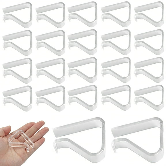 Scheam 24 Pcs Plastic Tablecloth Clips,Clear Windproof Table Cover Holder Clamps,Small Anti-slip Fixing Clip,for Wedding Party Camping Picnic Indoor Outdoor Events (S)