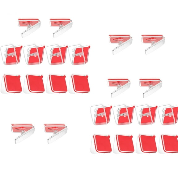 Scheam 24Pcs Flag Clips, Tapestry Hangers Spring Clips, Shower Curtain Clips, Wall Clips with Adhesive, Poster Clips Perfect for Home Office (Clear)
