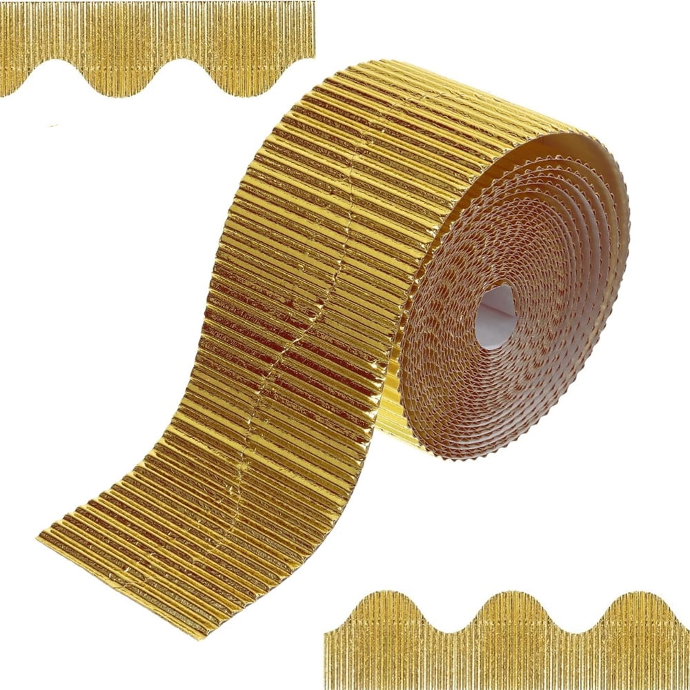 Scheam 3.9inch x 49.2ft Bulletin Board Border,1 Roll Wavy Corrugated ...