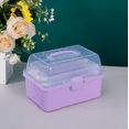 thumbnail image 1 of Scheam 3-Tier with Compartments and Handle Plastic Medical Storage Containers Medicine Box Organizer Home Emergencies First Aid Kit Pill Case (Purple), 1 of 8