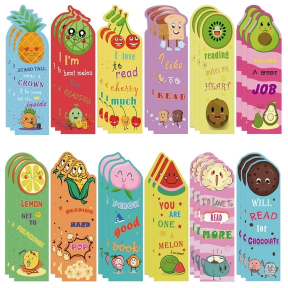 Scheam 36 Pieces Scented Bookmarks Scratch and Sniff Bookmarks Fruit Bookmarks for Kids Cute Bookmarks Educational Book Markers for Office School Students Reader Supplies, 112 Styles