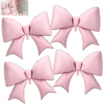 Scheam 39 inch Large Coquette Bow Balloon 4 Pcs Giant Knot Balloons Jumbo Pink Backdrop for Girl Birthday Anniversary Engagement Wedding Bridal Party Decorations