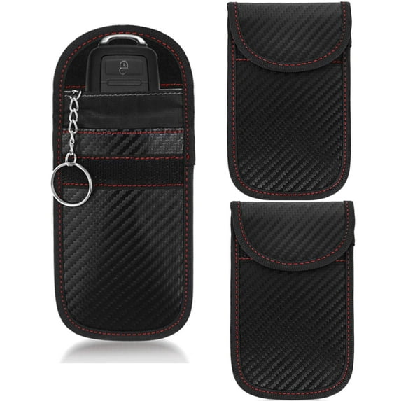 Scheam 3Pcs Car Key Fob Protector Faraday Bag for Key Fob Car Signal Blocking Anti-Theft Pouch, Anti-Hacking Case Blocker Fits Most Car Keyfobs,Black