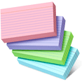 thumbnail image 1 of Scheam 4 Pack Colored Flash Cards,3x5 Inch Ruled Index Cards,Lined Index Note Cards,200g Thick Memo Notes,Memory Card Paper,for Home Office 4 Colors 200 Count, 1 of 7