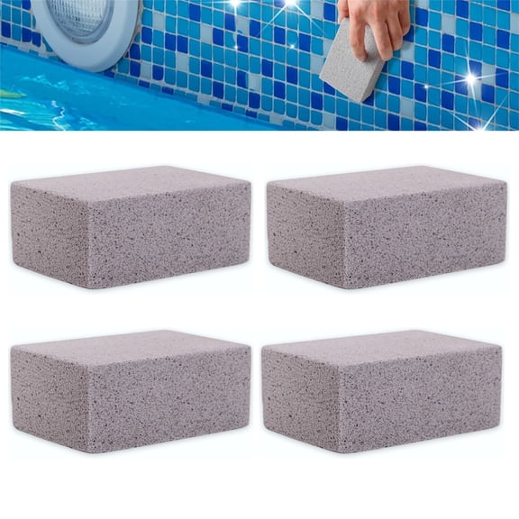 Scheam 4 Pcs Pool Pumice Stone,Pool Cleaning Block,Multifunctional Griddle Grills Clean Brick,Tile Cleaner Stone,for Kitchen Bathroom Stain and Rust Removing (Gray)