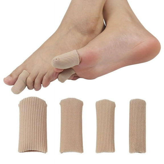 Scheam 4 Pcs Toe Caps Close Finger Toe SleeveClosed Toe Tube Cover Toe Finger Protectors , Tubes Toe Protectors Gel Rubbing Tube to Prevent Bunions, Hammertoes, Callus, Corn, Blisters(Diameter 1.5cm),
