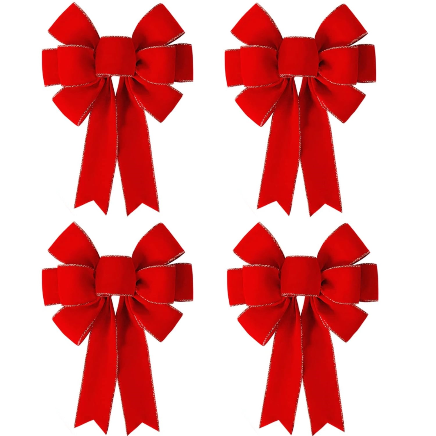 Scheam 4 Pieces Red Christmas Bows for Wreaths 8.27 x 16.14 inches Christmas Bows for Tree