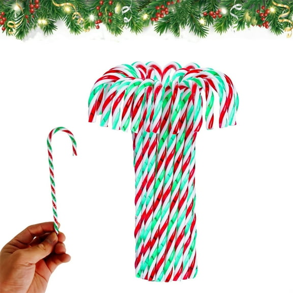 Scheam 40 Pcs Red and Green Candy Cane Christmas Decorations Twisted Cane Christmas Tree Hanging Ornament Plastic Crutch Candy for Holiday Party Decor DIY Gift Crafts 5.9 inch